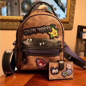 Disney Coach Limited Snow White Campus Backpack and Accordion Card Case